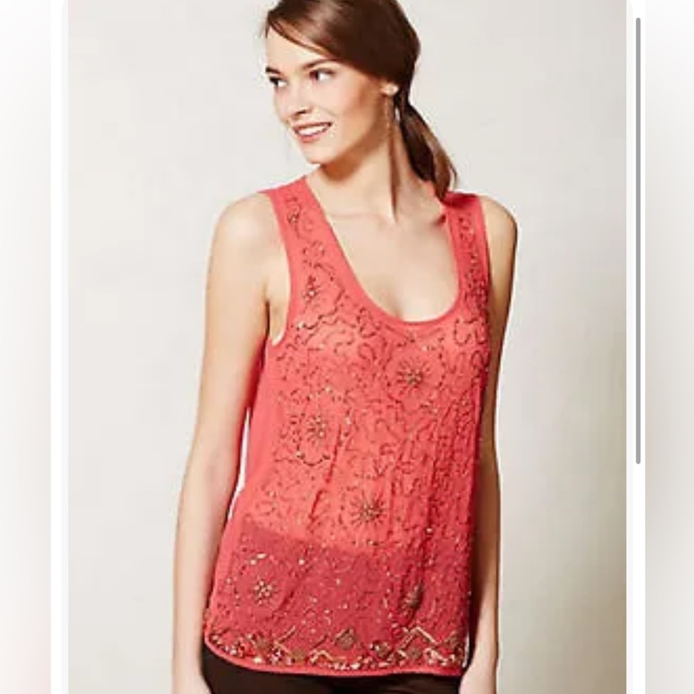 Anthropologie glisten tunic by Moinette Soeurs Beaded